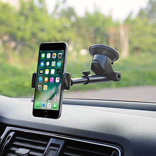 Cuxwill Armaturenbrett und Windschutzscheibe KFZ Halterung mit ausziehbarem Arm fÃ¼r iPhone 7plus/7 6S Plus/6 5 Smartphone und GPS