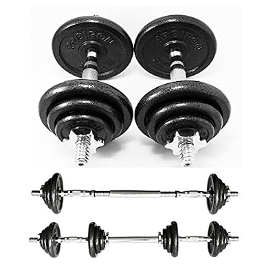 PROIRON Haltères - Ensemble d'haltères musculation réglable en fonte de 20 kg avec barre d'extension pour Entraînement musculaire et Haltérophilie