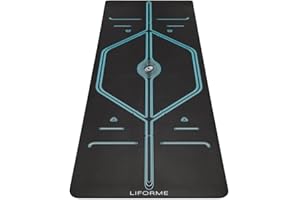 Tapis de yoga de montagne Liforme XL - Sac de yoga gratuit, système d'alignement breveté, antidérapant, écologique et biodégradable, large, 4,2 mm d'épaisseur pour plus de confort