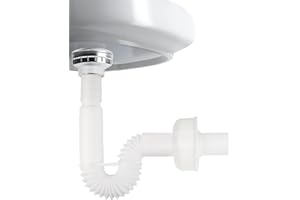 Hibbent Bathroom Waste Pipe,Flexible Waste Pipe 1 1/4" Bathroom Sink Plumbing Parts, Odour-Proof Sink Waste Trap, Replaceable Drain Down Hose，White,Extensable 320-780 mm