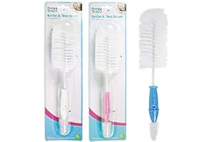 RSW 2 in 1 Baby Bottle and Teat Brush, 2 Brushes in 1, Ideal for Cleaning Training Cups, Wide Neck Bottles, Lids, Valves