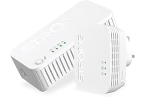 STRONG AV1000 WiFi Powerline Network Adapter Kit, AC1200 Powerline WiFi Internet Extender, Plug & Play with Pair Button, Gigabit Ethernet Ports, Power Saving Mode, 300 Meters Range, Ideal for 3D/4K TV