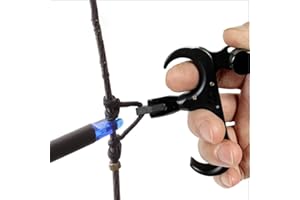 soonbuy 360°Rotation Thumb Bow Release, Aluminum Alloy 3 Finger Thumb Trigger Caliper Grip Compound Bow Release Aid, Replaceable Bow Release Trigger Caliper Grip black