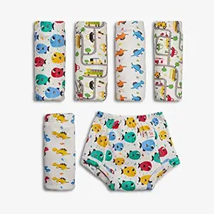 superbottoms Dryfeel Padded Underwear-Pack of 6 - Potty Training Pants for Babies/Toddlers/Kids. 100% Cotton,Padded,Semi Waterproof, Pull Up Unisex Underwear Trainers for Striking-Size 0 (6-12 M)