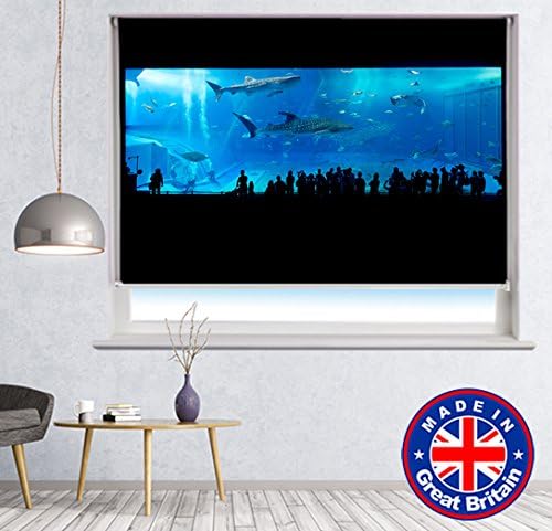 Printed Photo Blind - Shark in the Aquarium Printed Picture Photo Roller Blind Blackout & Standard Fabric - Custom Made Printed Photo Blind