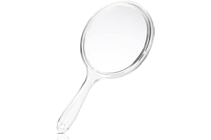 worahroe Handspiegel groß mit Griff Doppelseitiger Handspiegel Normaler und 3-facher Vergrößerungsspiegel Schminkspiegel Mehrzweckspiegel Runde Form Salon Friseur-Spiegel für das tägliche Make-up