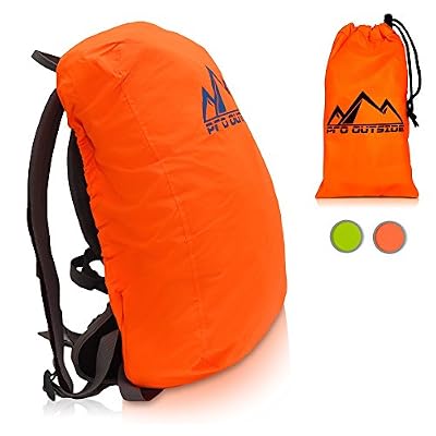 PRO OUTSIDE | Housse pour sac à dos et housse de pluie de haute qualité de 15 à 25 L | Incl. Sac de rangement et sangles | Couleurs de signal JAUNE et ORANGE avec éléments réflecteurs| tissu étanche Robuste avec 2 ans de GARANTIE EXTRA