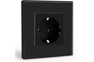 BSEED Schuko Steckdose 1 Fach Kristall Glas Platte 16Amp 86mm Verlängerungs- und Wandsteckdosen Schwarz