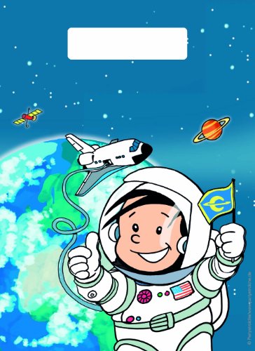 8 Partytüten * Astronaut Flo * mit Tragegriff für Party und Geburtstag // Geschenktüten Mitgebsel Mitgebseltüten Tüten Geburtstagstüten Weltraumparty Weltraum