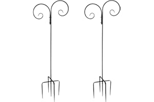 Vencer Double Shepherd Hook 63 Inch Heavy Duty Rust Resistant Premium Metal Hook for Weddings Hanging Plant Baskets Solar Lights Christmas Lights Lanterns Bird Feeders,Set of 2