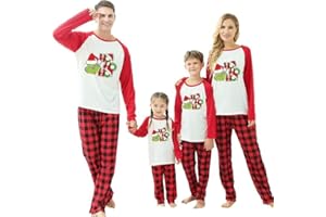 Sangdut Weihnachts Pyjama Familie Set für Damen Herren Jungen Langarm Zweiteiler Outfit Christmas Weihnachtsbaum Muster Hausanzug