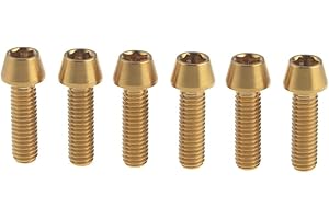 Yaruijia Bullone in titanio M6 x 10/15/16/18/20/25/30/35/40/45/50/55/60 mm, viti a testa conica con esagono incassato Gr5, confezione da 6 (M6 x 18 mm, dorato)