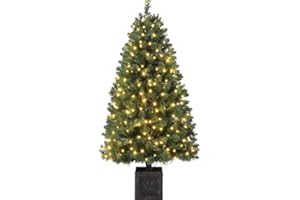 ‎LITAKE 145 cm künstlicher Weihnachtsbaum mit 300 Lichtern, 8 Modus Warmweiß Vorbeleuchteter Metallgestell Weihnachtsbaum mit Vintage Blumentopf Weihnachten Deko für Familientreffen, Büro und Flure