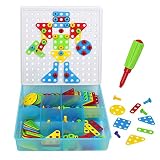 Después de jugar, el niño puede simplemente poner todo el juguete en la caja de ladrillos de construcción, dándoles una sensación de orden y buenos hábitos. El rompecabezas mosaico ofrece una colorida instrucciones para que el niño siga y pueda usarlo todo de forma creativa o hacer creaciones por sí mismo.