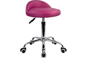 KKTONER Obrotowy stołek na kółkach ze skóry PU Bar Stołek obrotowy regulacja wysokości róża