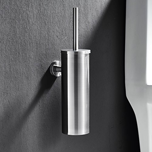 Auralum Edelstahl WC-Bürstenhalter Klobürstenhalter Garnitur mit Klobürste/ WC Bürste/ Toilettenbürste + Standfuß - 2