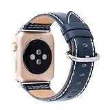 Amoyl für Apple Armbanduhr Lederband2 Hermes,  42 mm/38 mm Lederband für iWatch Zubehör Band (braun/schwarz/grün/khaki/blau), navy, 38 mm