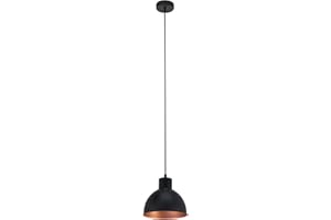 ‎EGLO EGLO Pendellampe Truro, Vintage Pendelleuchte im Industrial Design, Retro Hängelampe aus Stahl, schwarz, kupfer, E27 Fassung, Ø 21 cm