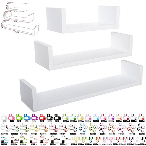 WOLTU RG9239ws-1 3ER SET Schweberegal Wandregal BÜCHERREGAL CD REGAL HÄNGEREGAL HOLZREGAL BOARD WEIß