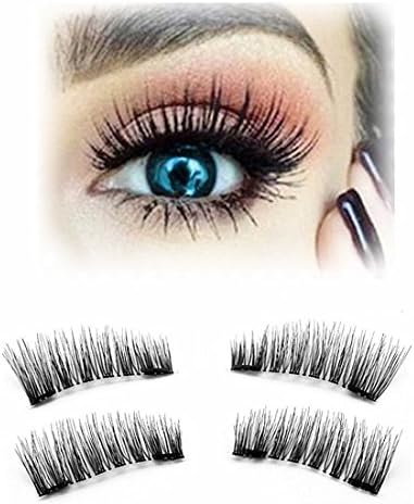 [2018 Upgraded Version] Runhome Reusable Magnetic False Eyelashes Full Strip, Easy to Apply GLUE FREE Hand Made Ultra Thin Natural Look Double Magnets Full Eye Lashes with magnetic case1 Pair/4PCS