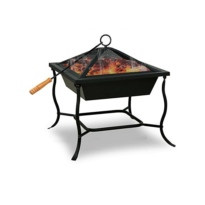 Deuba Feuerschale 45x45 Eckig Funkenflugggitter Feuerstelle Feuerkorb Grillschale Bbq Feuer