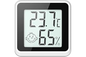 PITASHA Digitale Igrometro Termometro, Mini Termoigrometro da Interno Monitor di Temperatura e umidità con l'Icona di comforto Funzione ℃/℉ (Nero)