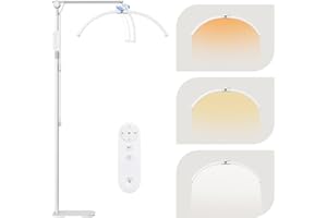 SMOCTAR Lash Light for Eyelash Extensions, 28'' Foldable LED Floor Lamps, Half Moon Lamp Eyelash Tech with Phone Holder, Esthetician Light for Tattoo, Nails, Beauty, Skincare - White