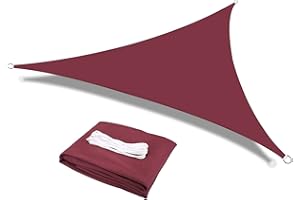 HEYOMART Sonnensegel Dreieck 3 x 3 x 3m Wasserdicht Sonnenschutz inkl Befestigungsseile PES Polyester mit UV Schutz für Garten Terrasse Camping, weinrot