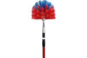 Synx Tools Ragebol rojo/azul - rageball con mango telescópico 175 cm - Esfera de moda con mango - Plumero - Esfera de moda con mango telescópico - Limpieza - Extendible - Tapón - Duster