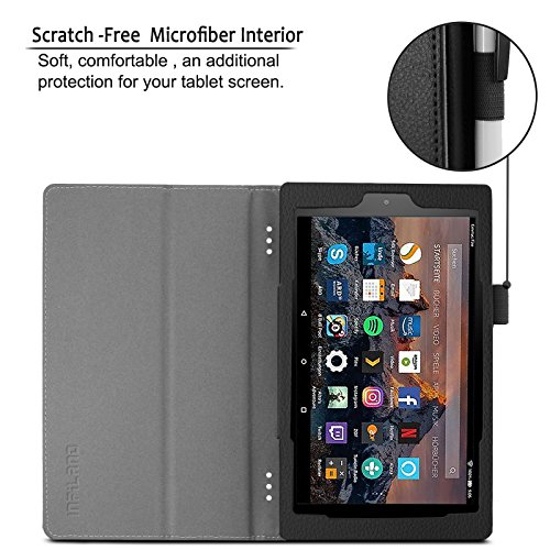Hülle für Fire HD 8 (8-Zoll-Tablet, 7. Generation – 2017), Infiland Slim Fit Folio PU-lederne dünne Kunstleder Schutzhülle Cover Tasche für Fire HD 8 (8-Zoll-Tablet, 7. Generation – 2017)(mit Auto Schlaf / Wach Funktion)(Schwarz) - 4