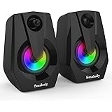 Smalody Computer Speakers,Wired USB Powered PC Speakers Stereo Multimedia, Gaming RGB Lights 3.5mm Jack Gaming Speakers for P