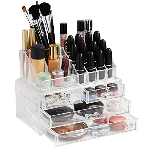 Beautify Acrylic Cosmetic Makeup Organiser - 20 Sections with 4 Drawers