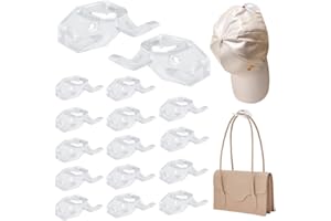 CAREDGO Colgadores de Gorras de Pared, 16 Ganchos Adhesivos para Gorras de Béisbol de Plástico Transparente Organizador de Gorras para Pared Ganchos para Colgar Gorras Sombreros