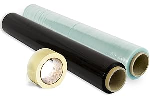 OFITURIA Folia opakowaniowa o szerokości 50 cm i długości do 300 metrów - rolka elastycznej folii do pakowania przemysłowego (opakowanie 2 folie + taśma klejąca)