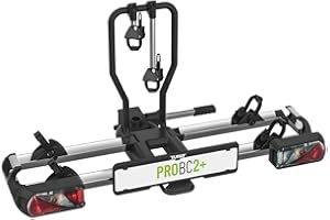 ‎EUFAB EUFAB 11601 Fahrradträger ProBC2+ Heckträger für große Heckklappen, für 2 Fahrräder, 60 kg Nutzlast, Schnellverschluss, Abklappbar, abnehmbare/abschließbare Rahmenhalter, erweiterbar auf 3 Schienen