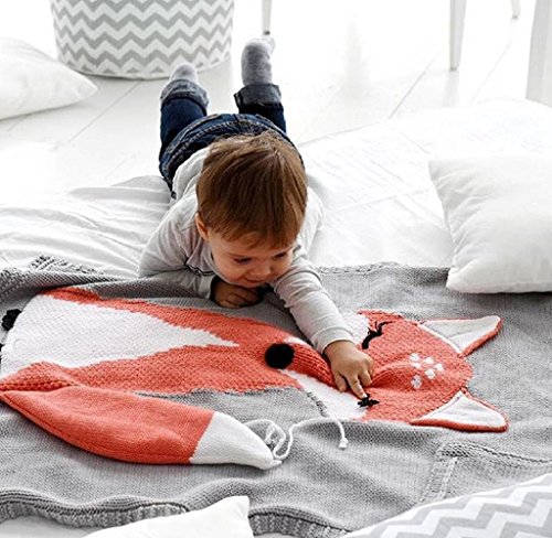 Covermason Babydecke Kinder Fuchs Strickdecke Spielen Decke Für 0-6 Alter Kinder Baby, 75 * 105cm - 3
