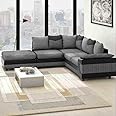Amazing Sofas large grey corner sofa LARGE-DINO-CORNER-SOFA-GREY-BLACK-LEFT-HAND-SIDE-FOAM. Fire resistant as per British Standards, foam filled seats for comfort.