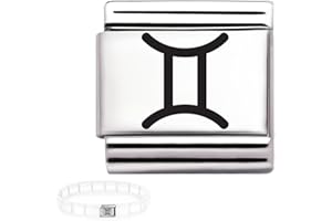 Andska Zodiac Charm for Italian Bracelet 9mm Steel Horoscope Star Sign Link Fits Italian bracelets Aries Taurus Gemini Cancer Leo Virgo Libra Scorpio Sagittarius Capricorn Aquarius Pisces