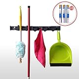 Set de 3 unidades: fácil solución para mantener en orden casa, garaje, trastero. Ideal para colgar escobas, herramientas de jardín, herramientas, material deportivo