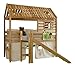 Produktbild Relita BS1311118-B90+ZB1371418+TX5002028+TX5032028-M1 Spielbett Tom's Hütte mit Rutsche Liegefläche 90 x 200 cm Buche massiv geölt mit Textilset Indianer, 210 x 240 x 210 cm