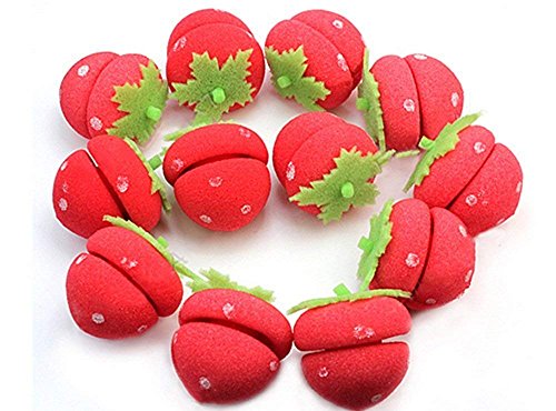Preisvergleich Produktbild 12pcs Soft Sponge Cute Strawberry Style Hair Curler Balls