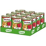 Kitekat Katzenfutter Rind in Soße, 12 Dosen (12 x 400 g)