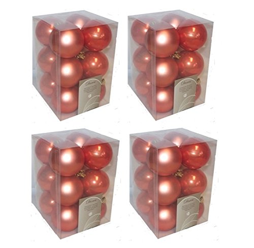 4 x 12 Luxury Shatterproof Christmas Baubles Tree Decorations 349351 Soft Orange
