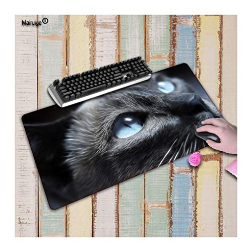 Preisvergleich Produktbild JUNHONGZHANG Schwarze Katzenaugen Übergroße Mauspad Rutschfeste Gaming-Gummiauflage für Home Office Internet-Cafés,40x90cm