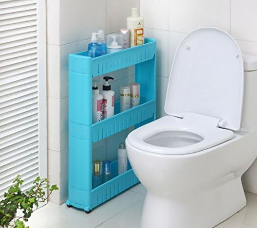 YIUHART Durable Plastic Multifunction Storge Shelves Organizer Corner Shelves for Living Room Bedroom Kitchen Bathroom (Blue)