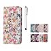 Produktbild KSHOP Hülle PU Leder für LG G Stylo 2/LG LS775/LG Stylus 2/LG K520 Handyhülle Schutzhülle Weiße ledertasche mit Muste Rosa blumen vier Kleinen Schwarz - weiß Blumen mit drei Weiße Blumen 3D Design Diamant Glitzer Bling Glänzen Strass Wallet PU Plastik Back Cover Ledertasche Magnetverschluss Magnetic Protektiv Kunstleder Bookstyle Flip Case Tasche Hülle Schutz Etui Schale Schutzhülle Brieftasche mit Karte Slot mit Bleistift touch PenEingabestift ) Silber