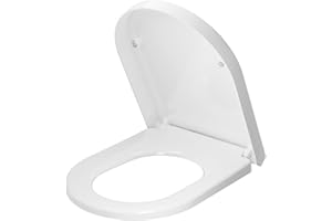 ANYCEE Tavoletta WC con Chiusura Ammortizzata, Copriwater Universali Formato Lungo D, Coperchio Water con Funzione Quick-Release, Facile da Pulire, Coperchio WC con Cerniere Regolabili, Plastica