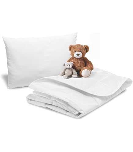 Couette Bébé KiGATEX - Parure Lit Ourson 35x40 + 80x80 Cm - Hypoallergénique - Lavable 95°C - Oeko-Tex