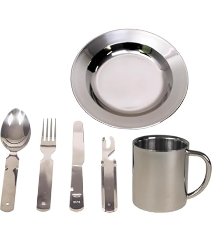 Normani Camping Essbesteck 4-teilig - Robustes Edelstahl Set Mit Dosenöffner