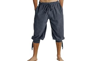 Runcati Krótkie spodnie męskie pluder ze sznurowaniem, spodnie letnie dla wikingów, średniowieczny kostium na czas wolny, na plażę